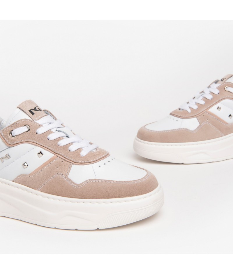 Nero Giardini E513080D Sneakers Donna In Pelle Bianco - Suola Platform - Made In Italy - Taglia 37 EU